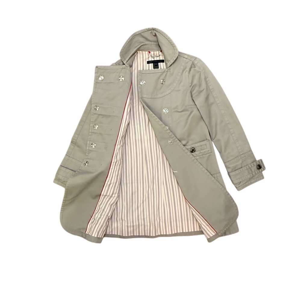 Marc by Marc Jacobs Classic Khaki Trench Coat with Striped Lining